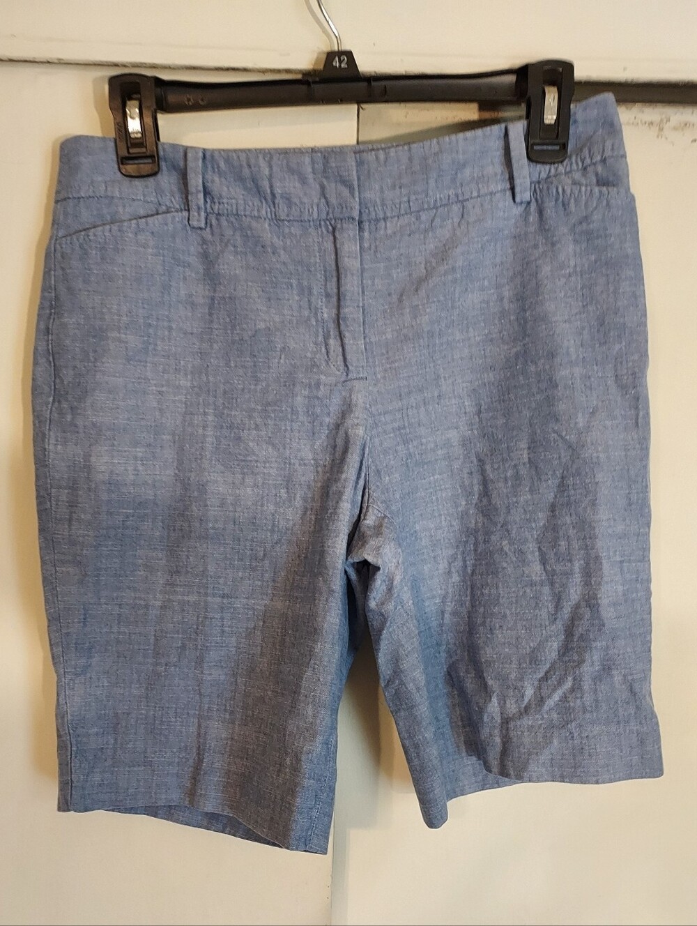 Talbots Perfect Short Blue Chambray Bermuda Shorts Petite Size 4P